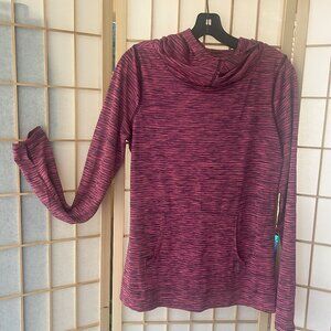 be inspired Activewear Dri-Fit Hoodie Long Sleeve Thumbholes Pink Black Sz Small